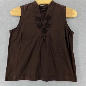 Nue Options Plus Brown Sleeveless V-Neck Rosette Tunic Women 2X Cottagecore